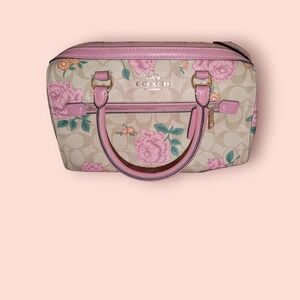 Coach Beige and Pink Floral Satchel